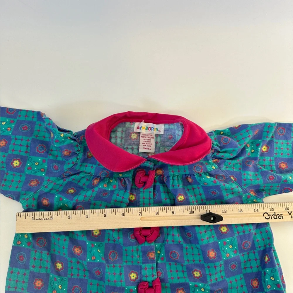 VTG Gymboree St. Moritz Toddler Small Blouse 1996 Rainbow Label‎ Bows Checkered - Picture 6 of 9